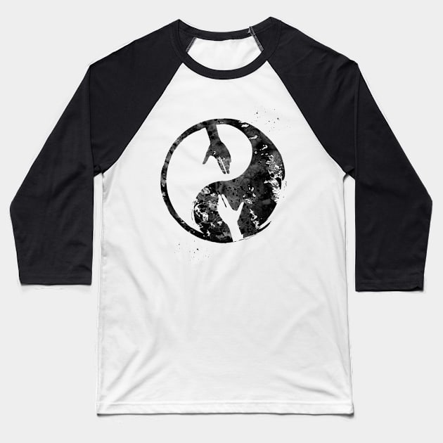 Yin Yang humanity Baseball T-Shirt by erzebeth